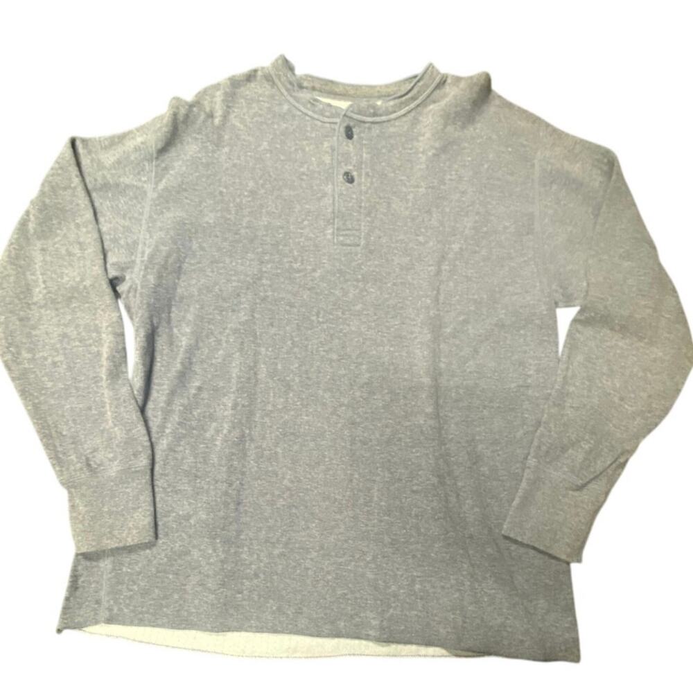 L.L. Bean Men’s Wool Blend Henley Shirt Thermal Cotton Lined Size Large